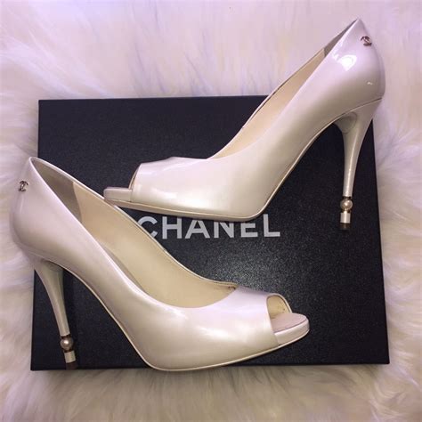 chanel silver shoes|Chanel women's high heel shoes.